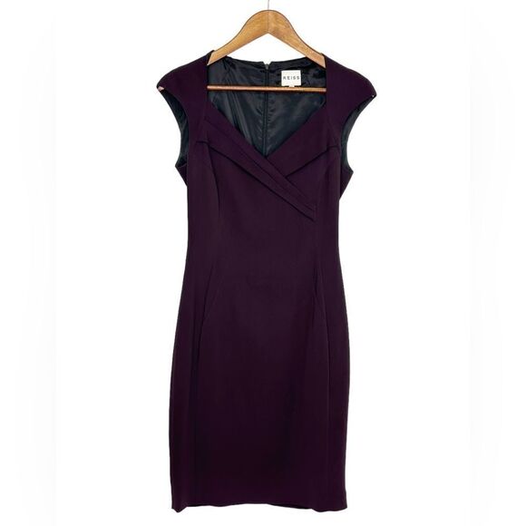 REISS Mora Fitted Pencil Midi Dress with Cap Sleeve Grape Size 6 - Picture 5 of 15